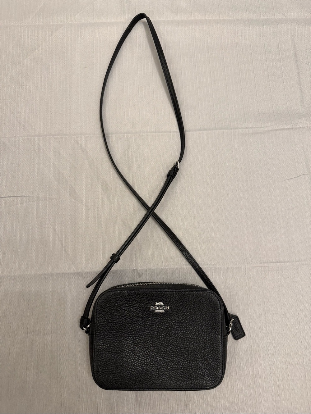 Coach Black Pebbled Leather Camera Crossbody